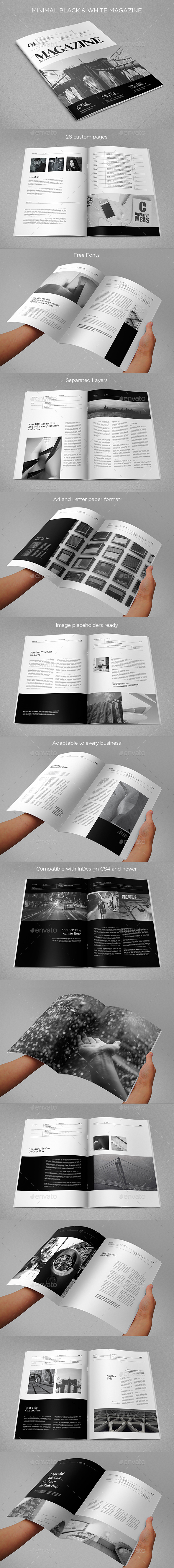 Minimal Black & White Magazine - Brochures Print Templates
