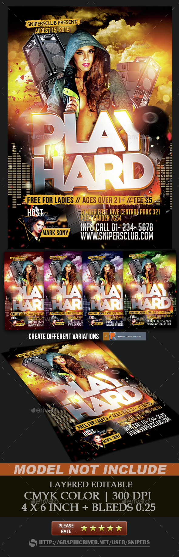 Play Hard party Flyer - Events Flyers