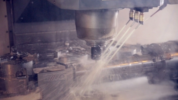 Drilling Milling CNC Machine Produces Hi-tech Equipment On Industrial ...