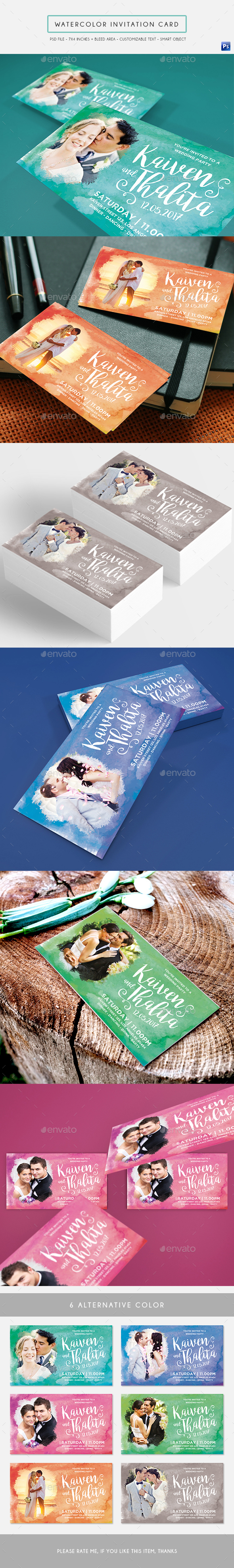 Watercolor Invitation Card - Weddings Cards & Invites