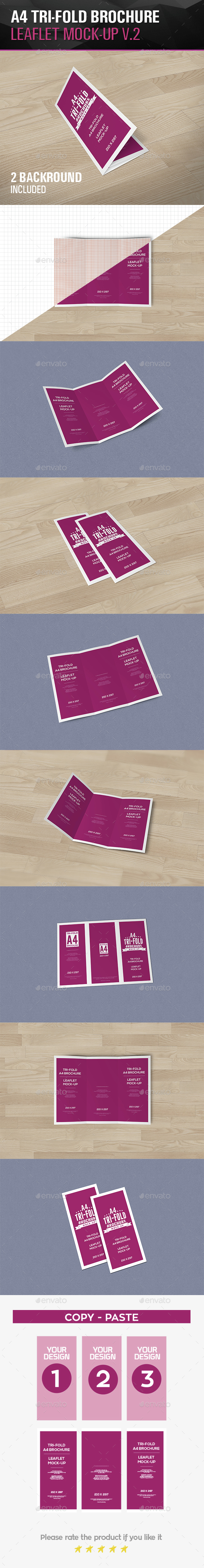 Tri-Fold Leaflet A4 brochure Mockups V.2 - Brochures Print