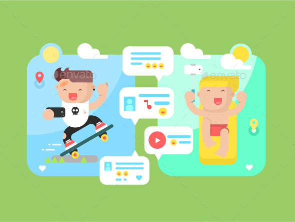 Communication Technology Concept Flat - People Characters