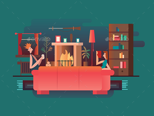 Interior Room Fireplace - Miscellaneous Vectors