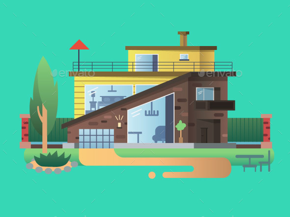 Modern Country House - Buildings Objects
