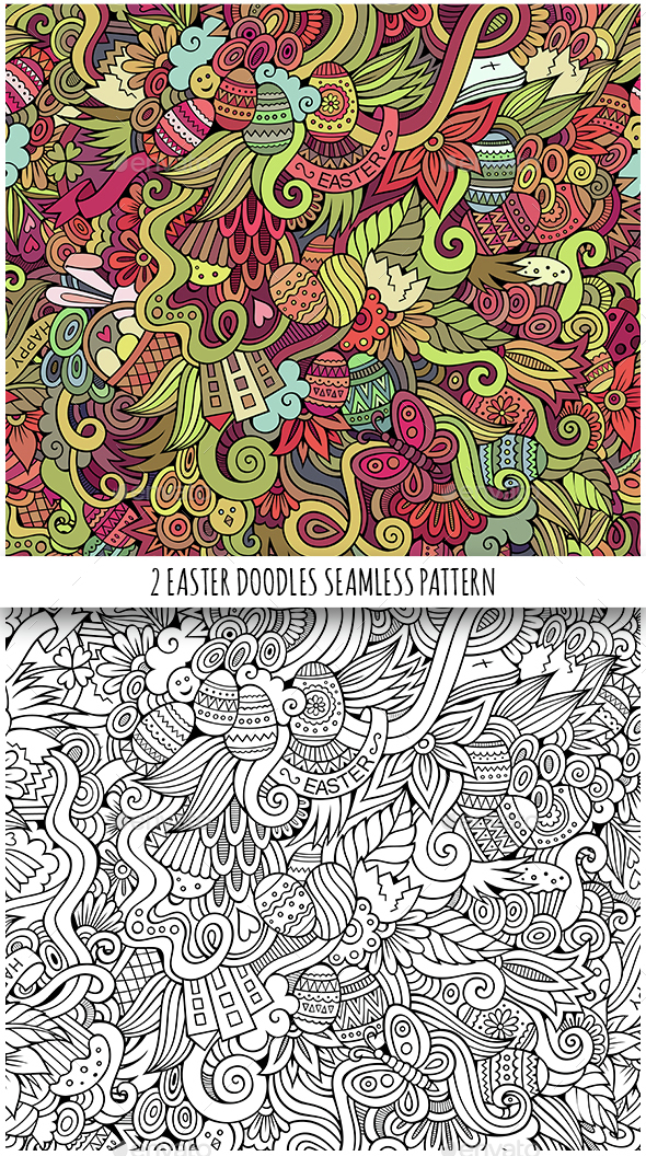 2 Easter Doodles Seamless Pattern - Seasons/Holidays Conceptual