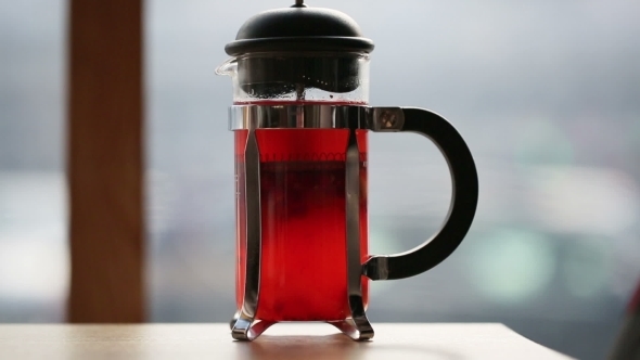Glass Teapot With Fruit Tea, French Press