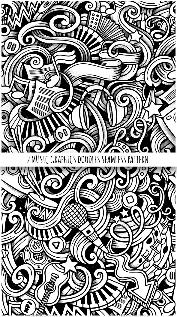 2 Doodles Graphics Music Seamless Pattern - Media Technology