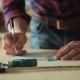Man Draws The Drawing With a Ruler - VideoHive Item for Sale