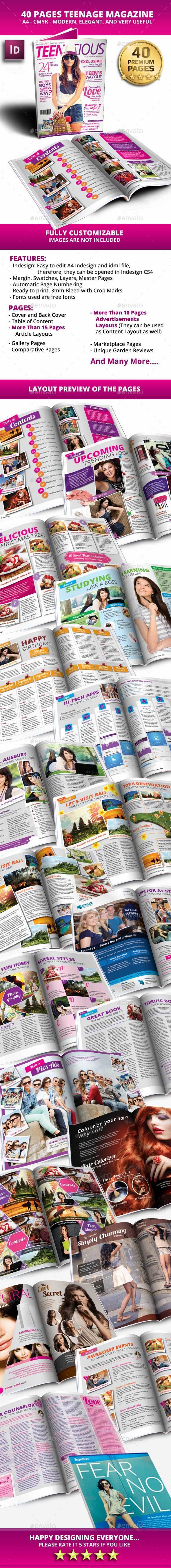 40 Pages A4 Teens Magazine - Magazines Print Templates