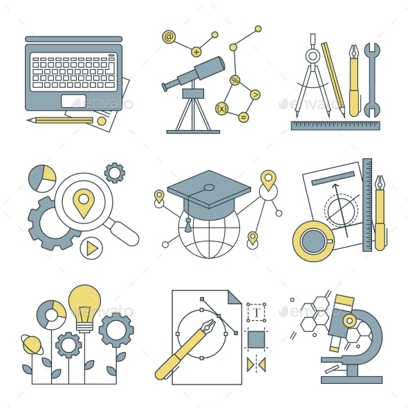 Set Flat Line Icons For Web Development. - Miscellaneous Icons