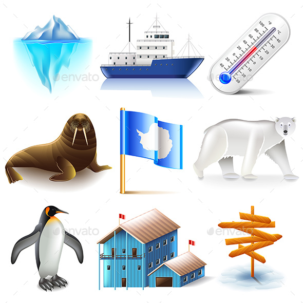 Antarctica Icons Set - Travel Conceptual