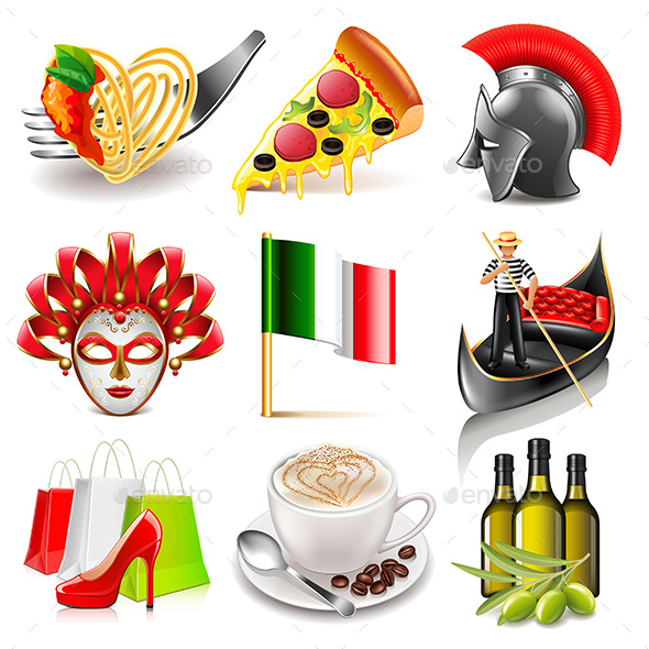 Italy Icons Set - Travel Conceptual