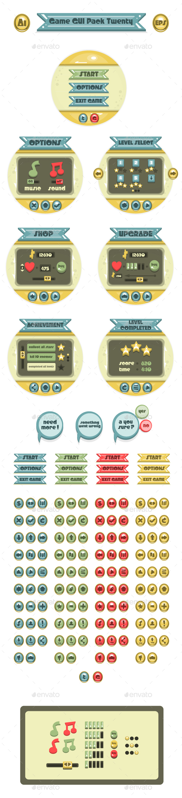 Game GUI Pack Twenty - User Interfaces Game Assets