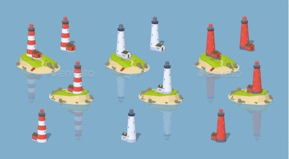 Low Poly Lighthouses - Buildings Objects