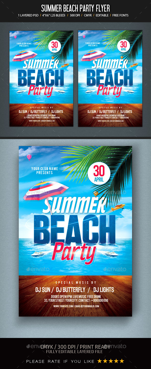 Summer Beach Party Flyer - Clubs & Parties Events