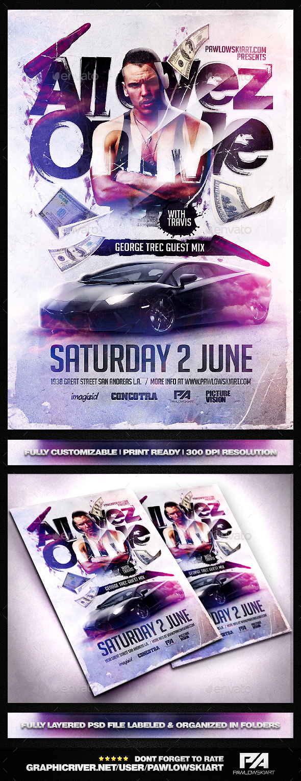 All Eyez On Me PSD Flyer Template - Clubs & Parties Events