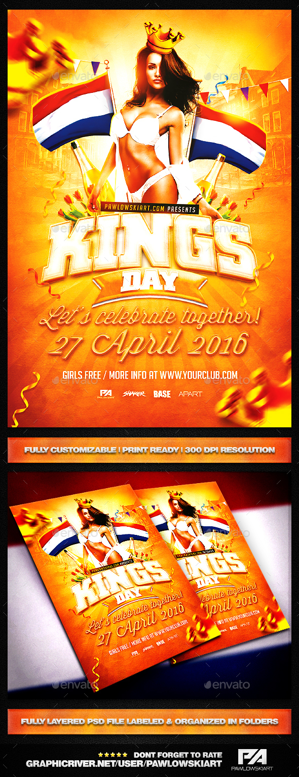 King's Day / KoningsDag v2 Party Flyer Template - Holidays Events