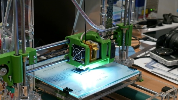 Three Dimensional Plastic 3D Printer In Laboratory