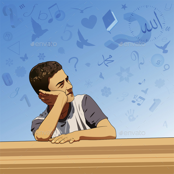 Thinking Boy - People Characters