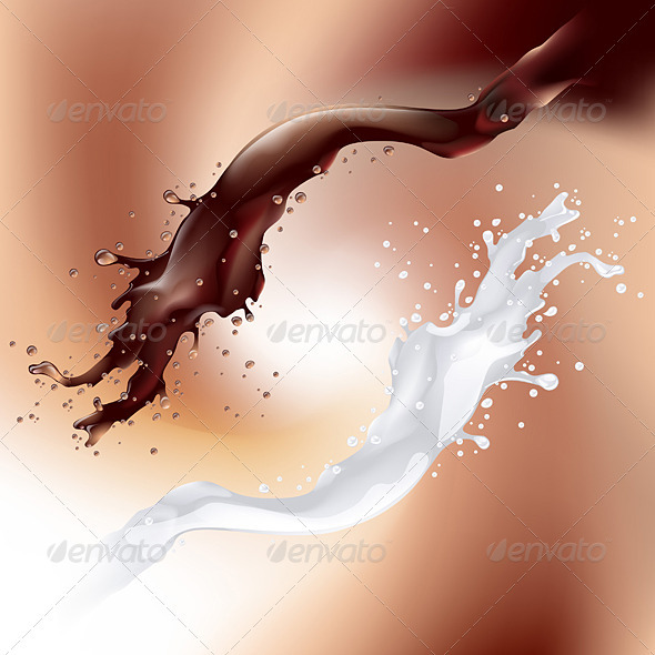 Chocolate and Milk Splash - Food Objects