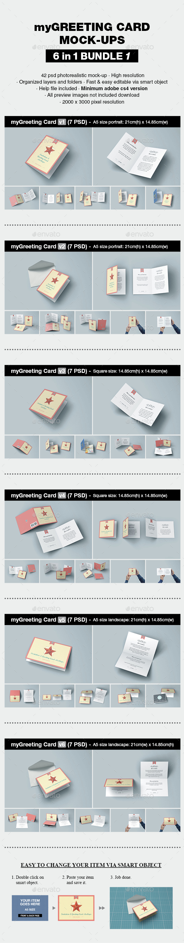 myGreeting Card Mock-up Bundle 1 - Print Product Mock-Ups