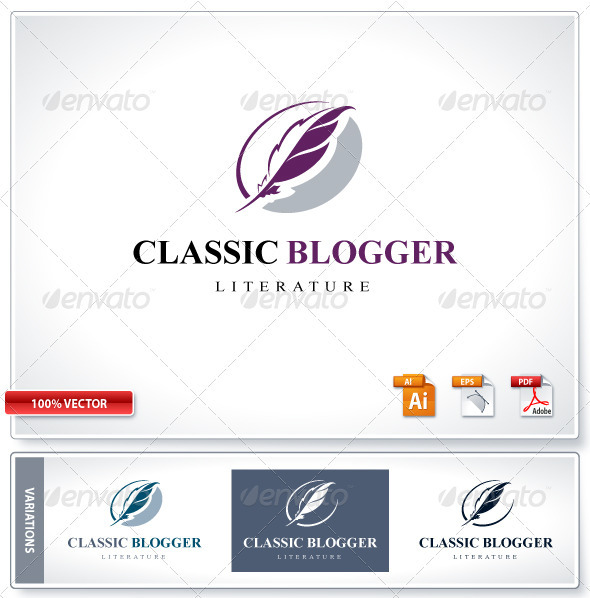 Classic Literature Blog logo template - Logo Templates