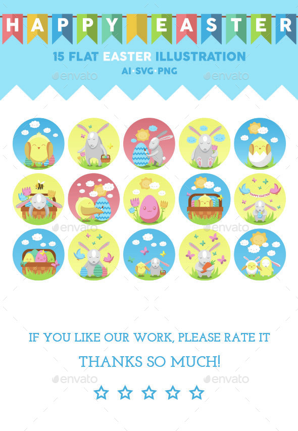 Easter Flat Icons - Animals Characters