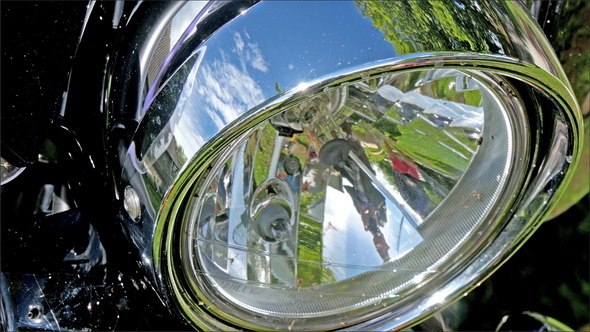 The Silver Headlight From the Motorbike 