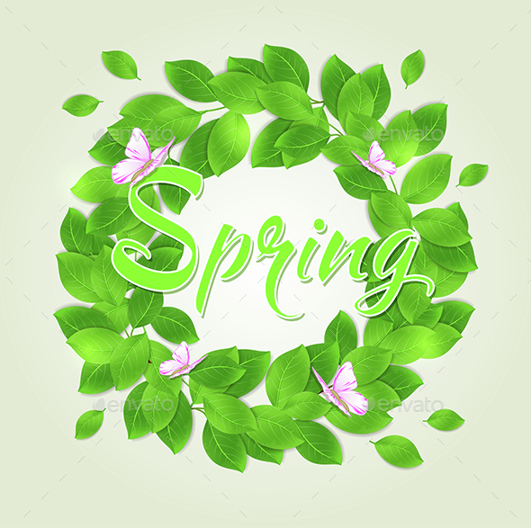 Round Floral Frame with Green Leaves - Seasons Nature
