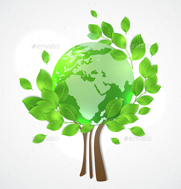 Planet Earth and Green Tree - Landscapes Nature