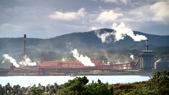 Factory on Sea Coast, Galicia Spain.