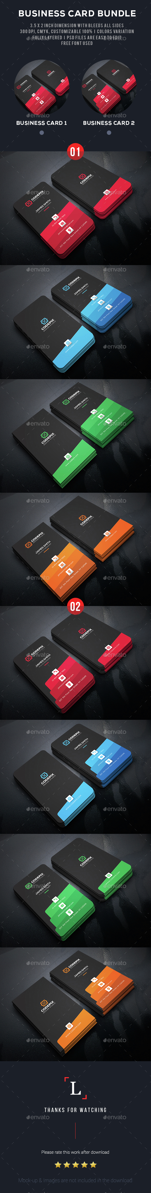 Color Creative Business Card Bundle - Business Cards Print Templates