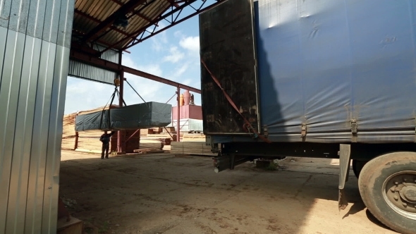 Warehouse Space. Truck Drives For Loading Boards