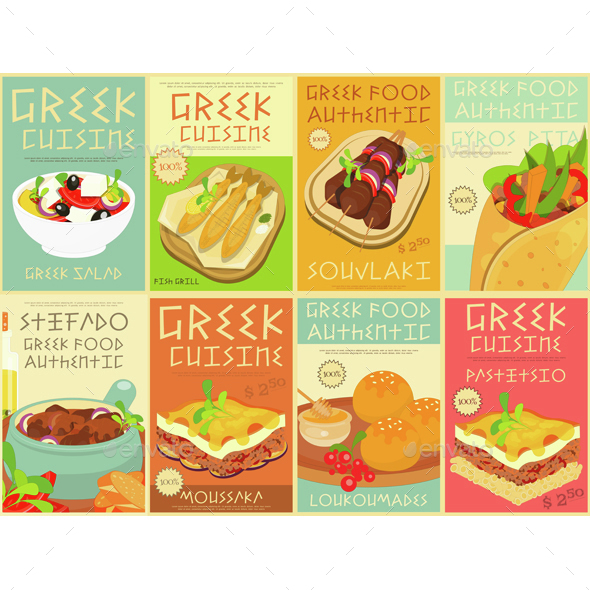 Greek Food Posters Set - Food Objects