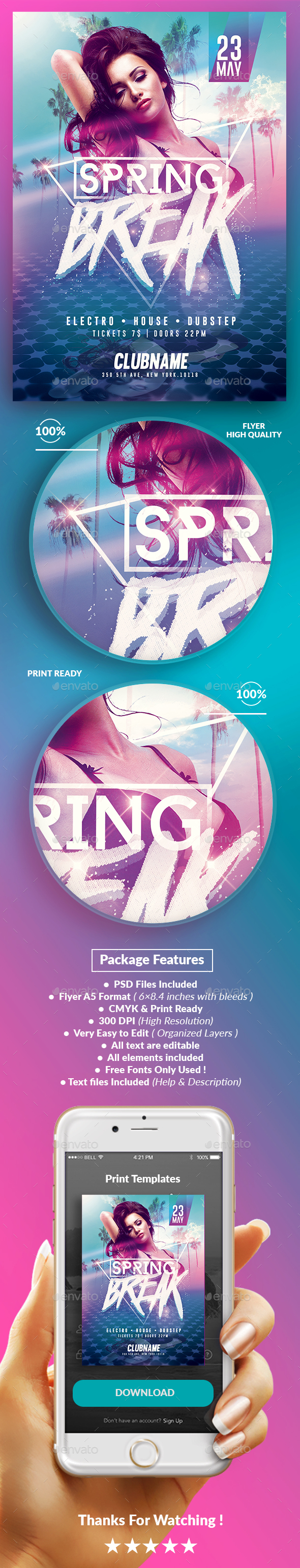 Spring Break Party | Psd Flyer Template - Clubs & Parties Events