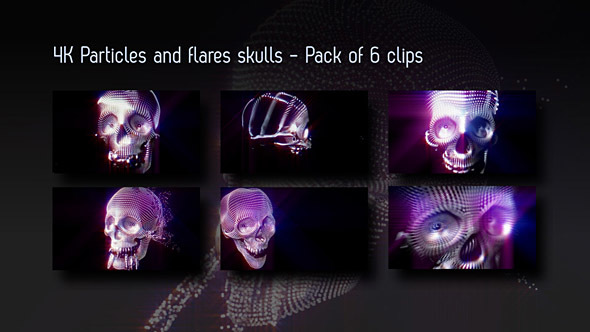 Particles And Flares Skulls Backgrounds - Pack Of 6 Videos alt