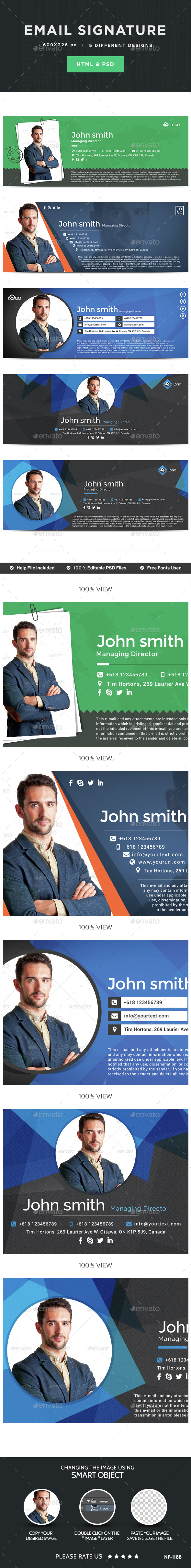 Email Signature - 5 Designs - HTML Files Included