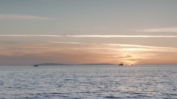 Trawler Fishing at Sunset