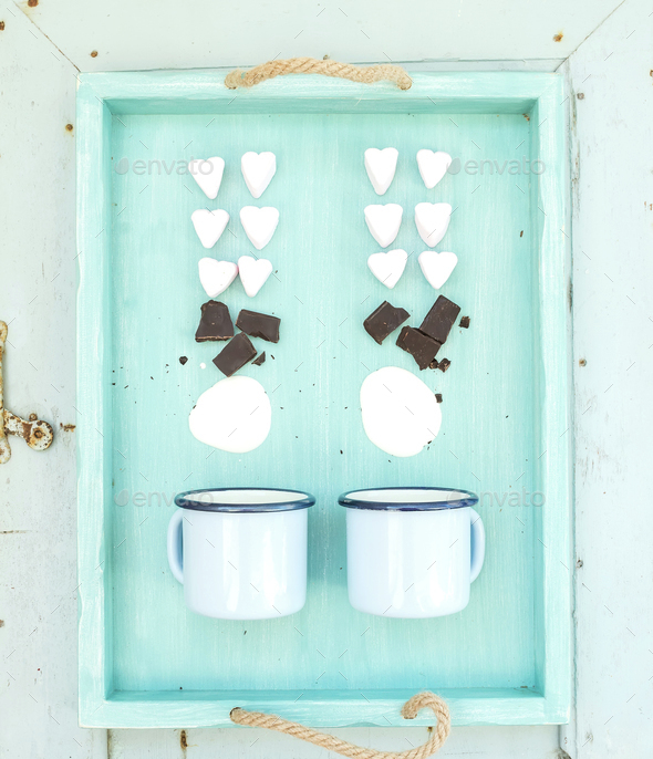 Saint Valentine's holiday hot chocolate cooking recipe - Stock Photo - Images