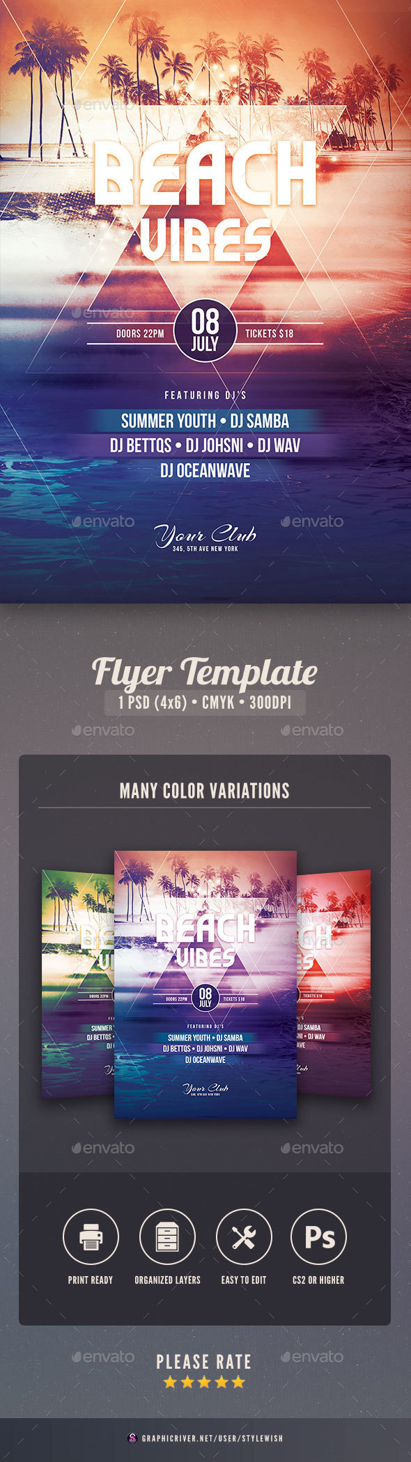 Beach Vibes Flyer - Clubs & Parties Events