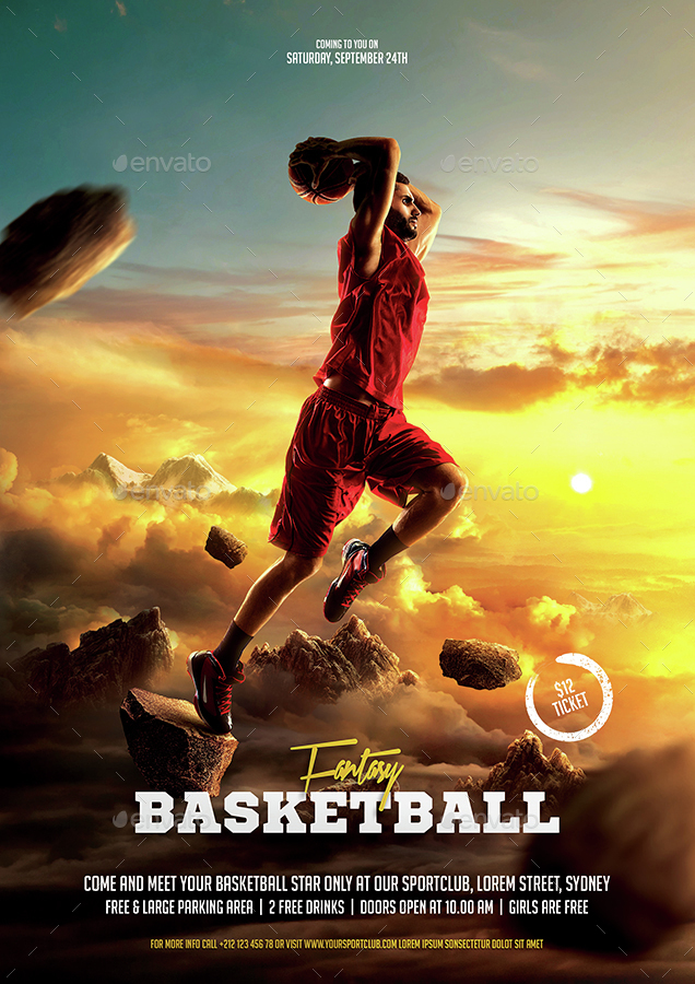 Fantasy Basketball Flyer Template, Print Templates | GraphicRiver