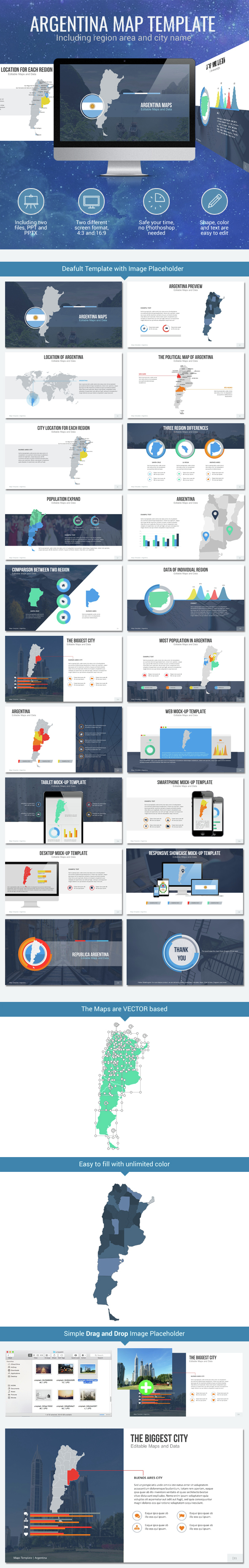 Argentina - Editable Map Presentation - PowerPoint Templates Presentation Templates