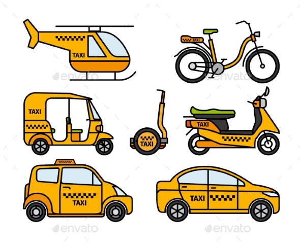 Taxi Thin Line Icons - Man-made Objects Objects