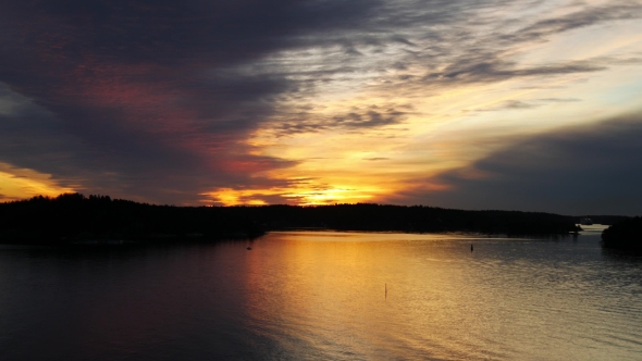 Magic Hour Time In Baltic Sea, Panorama