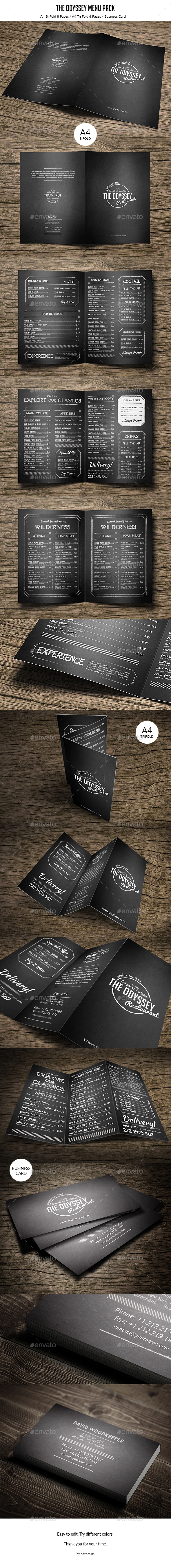 The Odyssey Menu Pack - Minimal and Retro - Food Menus Print Templates