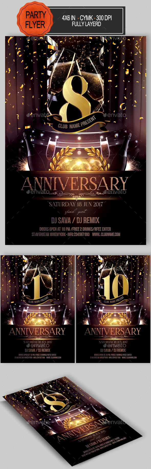 Anniversary Flyer - Clubs & Parties Events