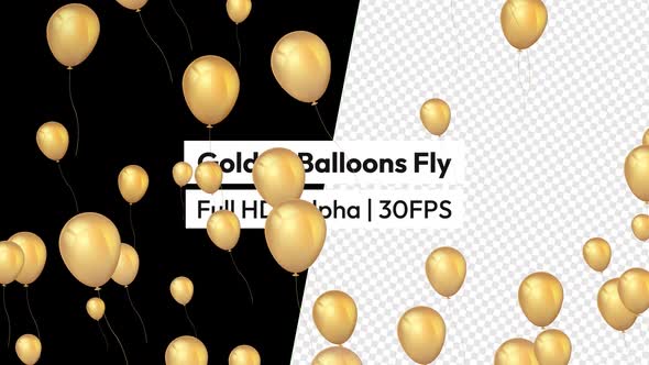 Birthday Golden Balloons Flying with Alpha alt