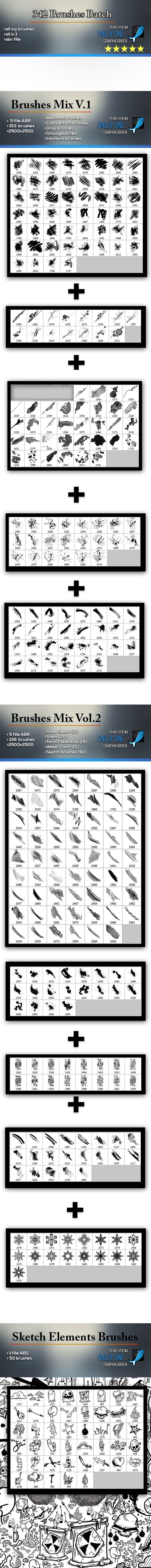 342 Brushes Batch Bundle - Brushes Photoshop