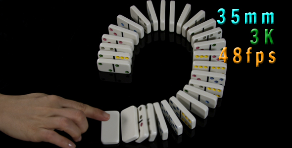 Human Hands Play With White Domino At Table