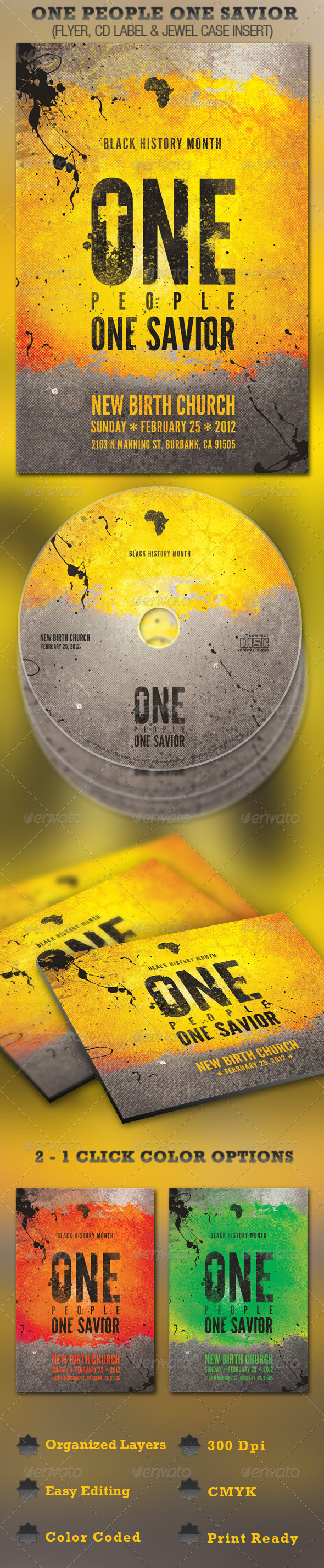 One People One Savior Church Flyer and CD Template - Church Flyers
